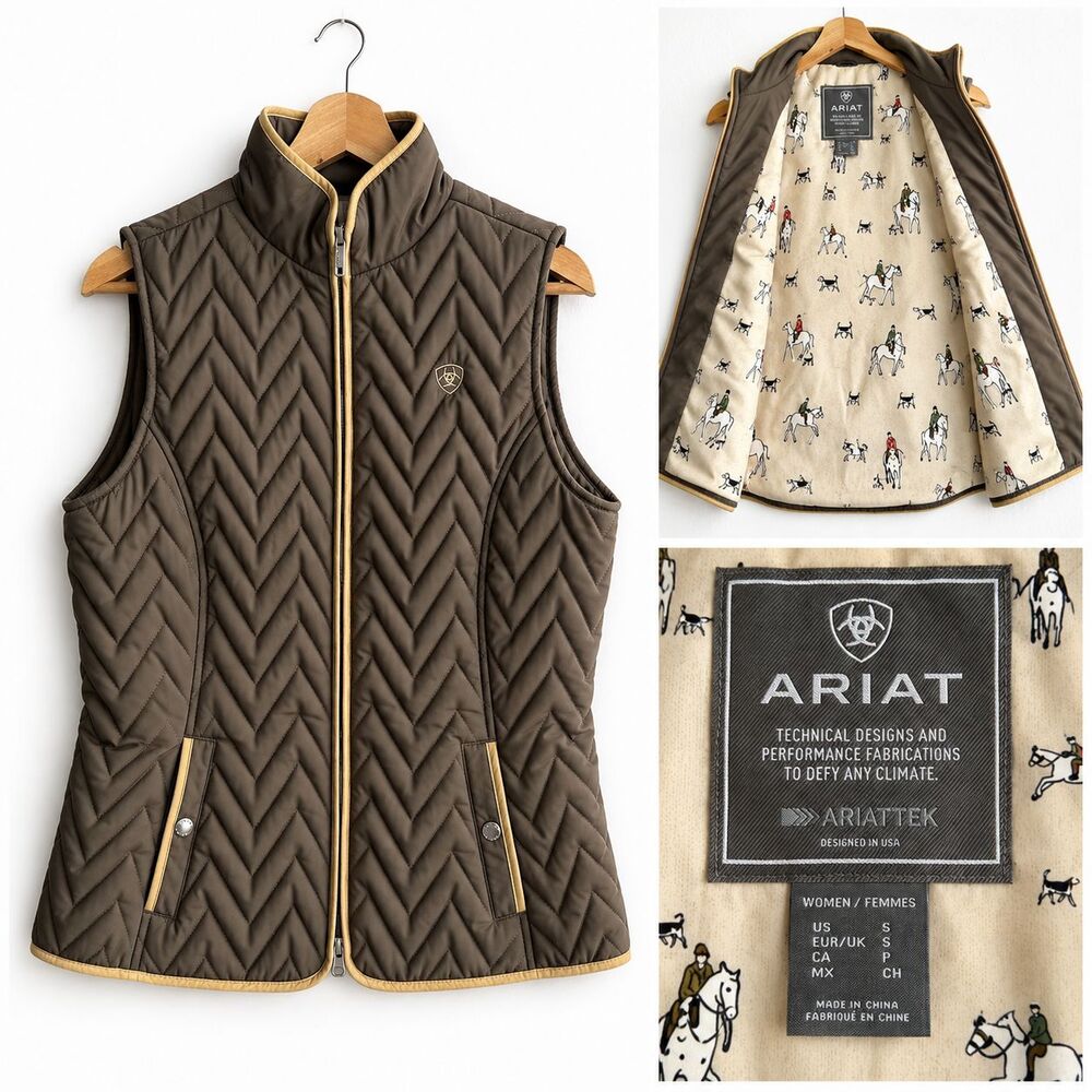 Ariat Women’s Small Ashley Insulated Quilted Brown Equestrian Full Zip Vest